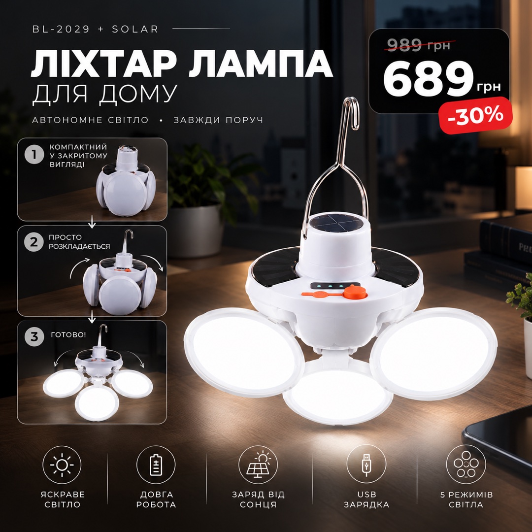 Як розкладається ліхтар-лампа BL-2029: три кроки